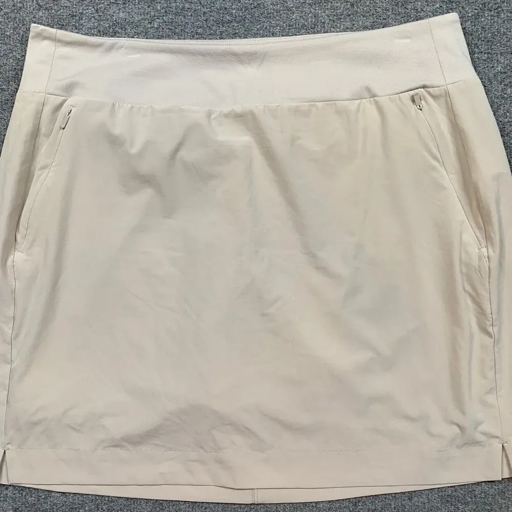 Athleta Skort Womens 16 Beige Soho Built In Mesh Shorts Performance Zip Pockets